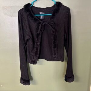 Hot Topic Black Fuzzy Trim Cardigan